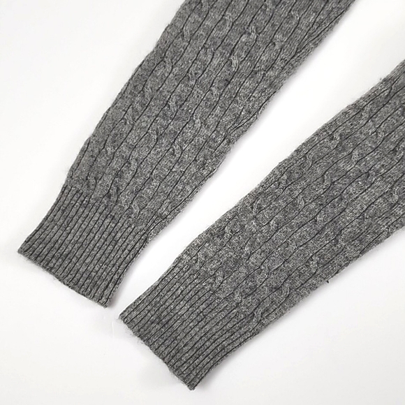 Pure Cashmere Women's Cable Knit Grey 100% Cashmere V-Neck Pullover Sweater Sz S - Picture 4 of 11